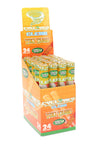 Cyclones Clear Strawberry king size pre-rolled cones display; 24 tubes per box, two transparent cones per tube.