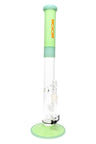 ROOR Tech 18-inch straight shooter bong, pastel green color accents with ROOR logo, showerhead perc and glass bowl.