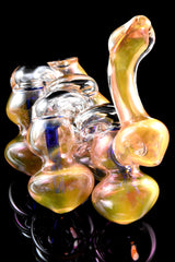 7" Multi Chamber Sherlock Gold Fumed Glass Bubbler - B1449