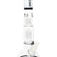 White/black-accent ROOR Tech 14-inch bubble base bong with tree perc, glass-on-glass downstem and bowl.
