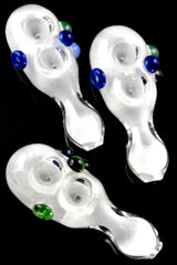 4.5" Glow in the Dark Frit Glass Double Bowl Pipe - P3020