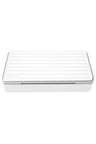 Closed Puffco Pivot travel case in Pearl, ribbed aluminum lid and slim profile shown on a white background.