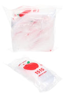 Bulk bundle of Apple Bags 15×15 zipper baggies shown inside a resealable storage pouch for convenient transport