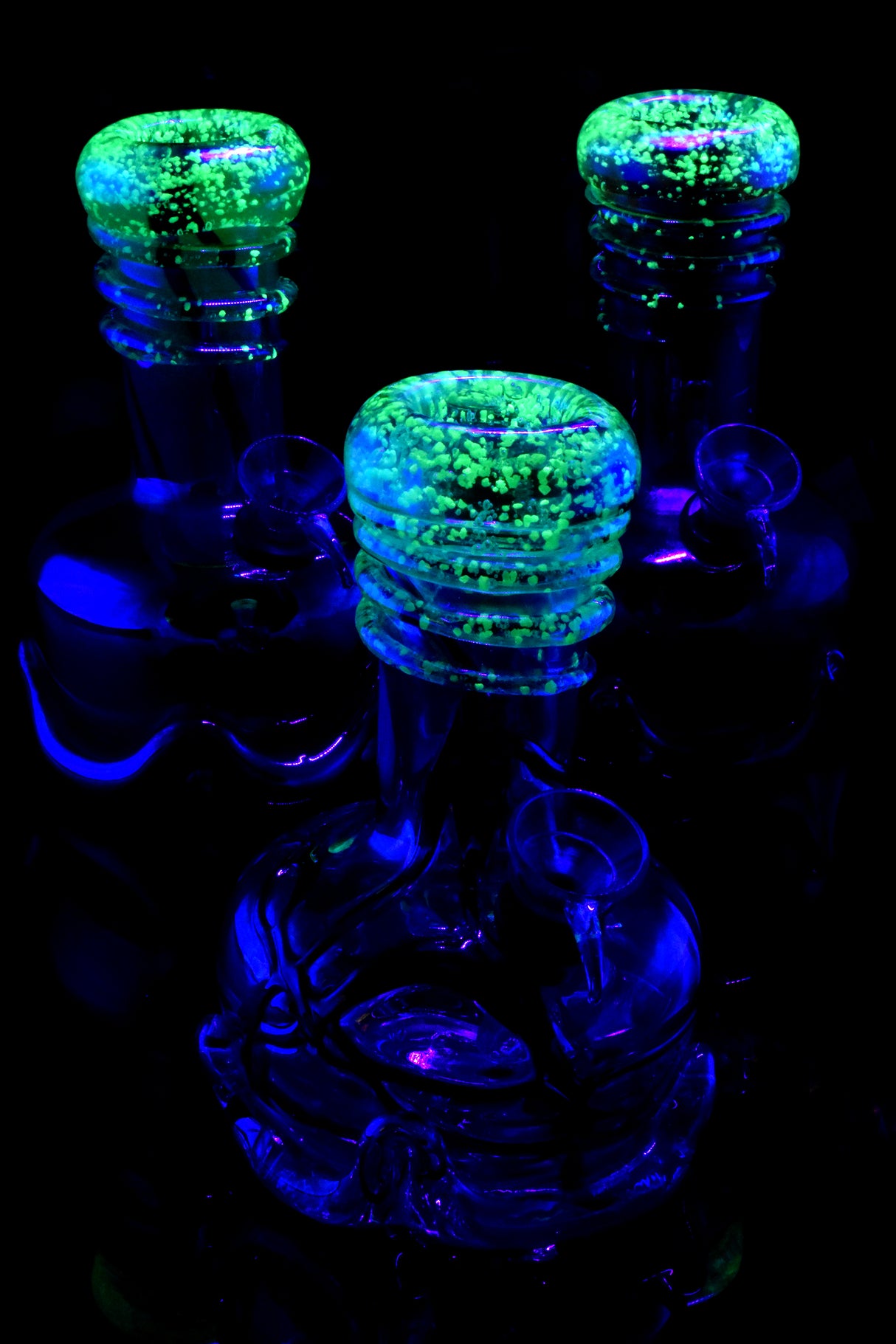 6" Glow in the Dark Frit Colorful Metallic Striped Soft Glass Water Pipe - WP3219