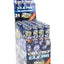 Cyclones Clear Blueberry king size pre-rolled cones display; 24 tubes per box, two transparent cellulose cones per tube.