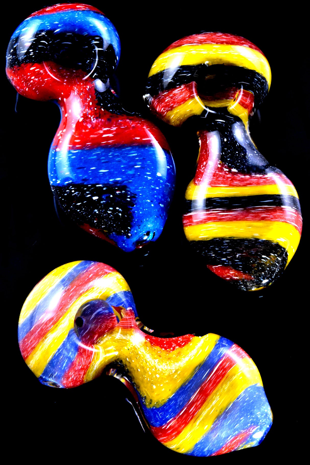 4.5" Swirl Striped Multicolor Frit Glass Pipe - P3031