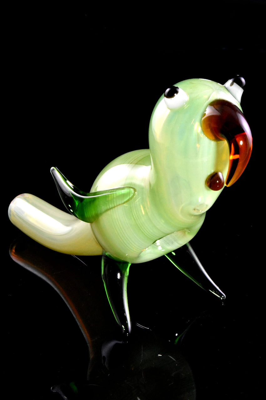 Silver Fumed Glass Parrot Pipe - AP291