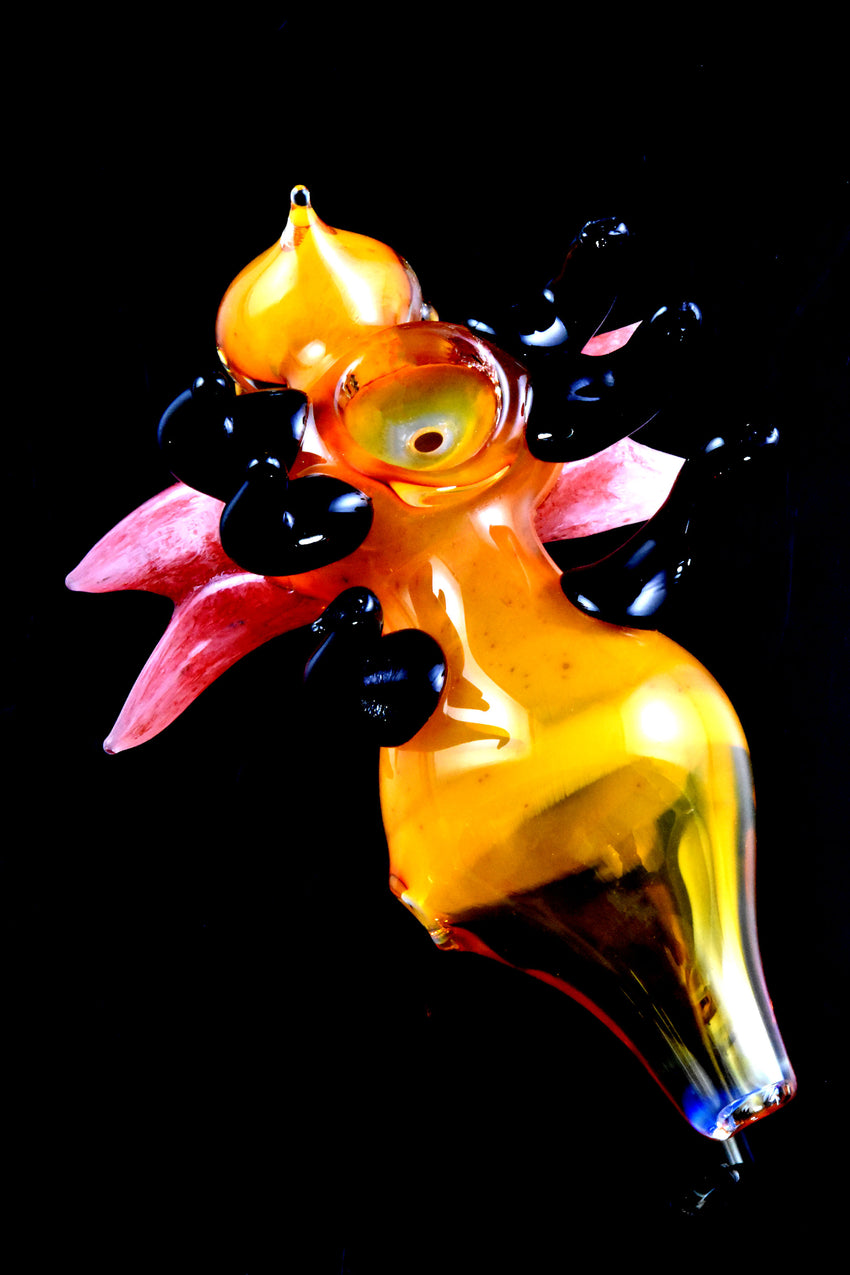 Gold Fumed Color Changing Glass Fly Pipe - AP296