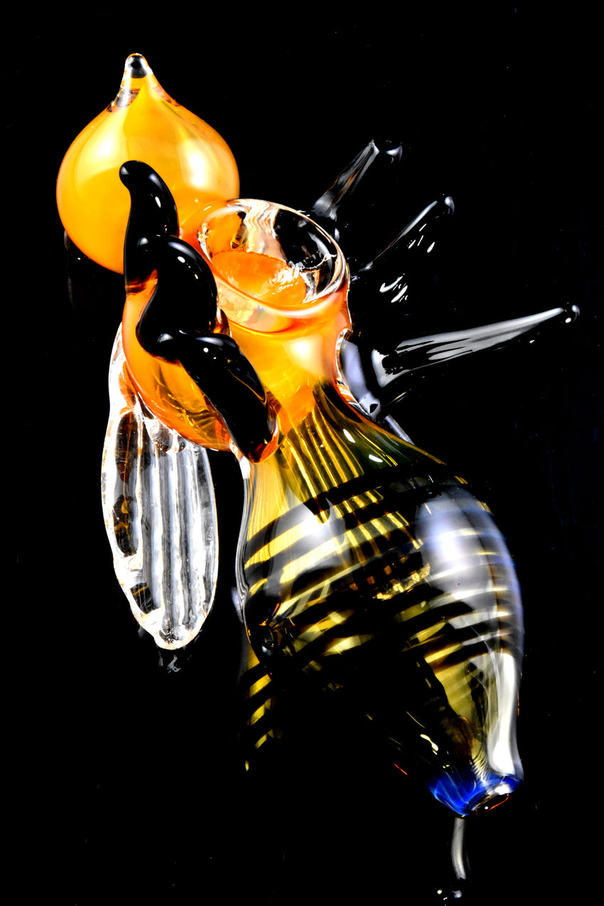 Color Changing Fumed Glass Bee Pipe - AP297
