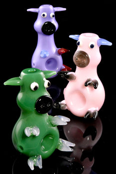 Slime Colored Glass Pig Pipe - AP299