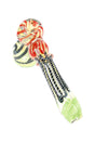 6″ color-changing striped glass hammer bubbler with red, black, yellow, and green accents