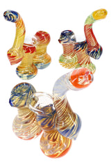 Assorted 7½″ double-chamber Sherlock bubblers with color-changing glass and multicolor stripes