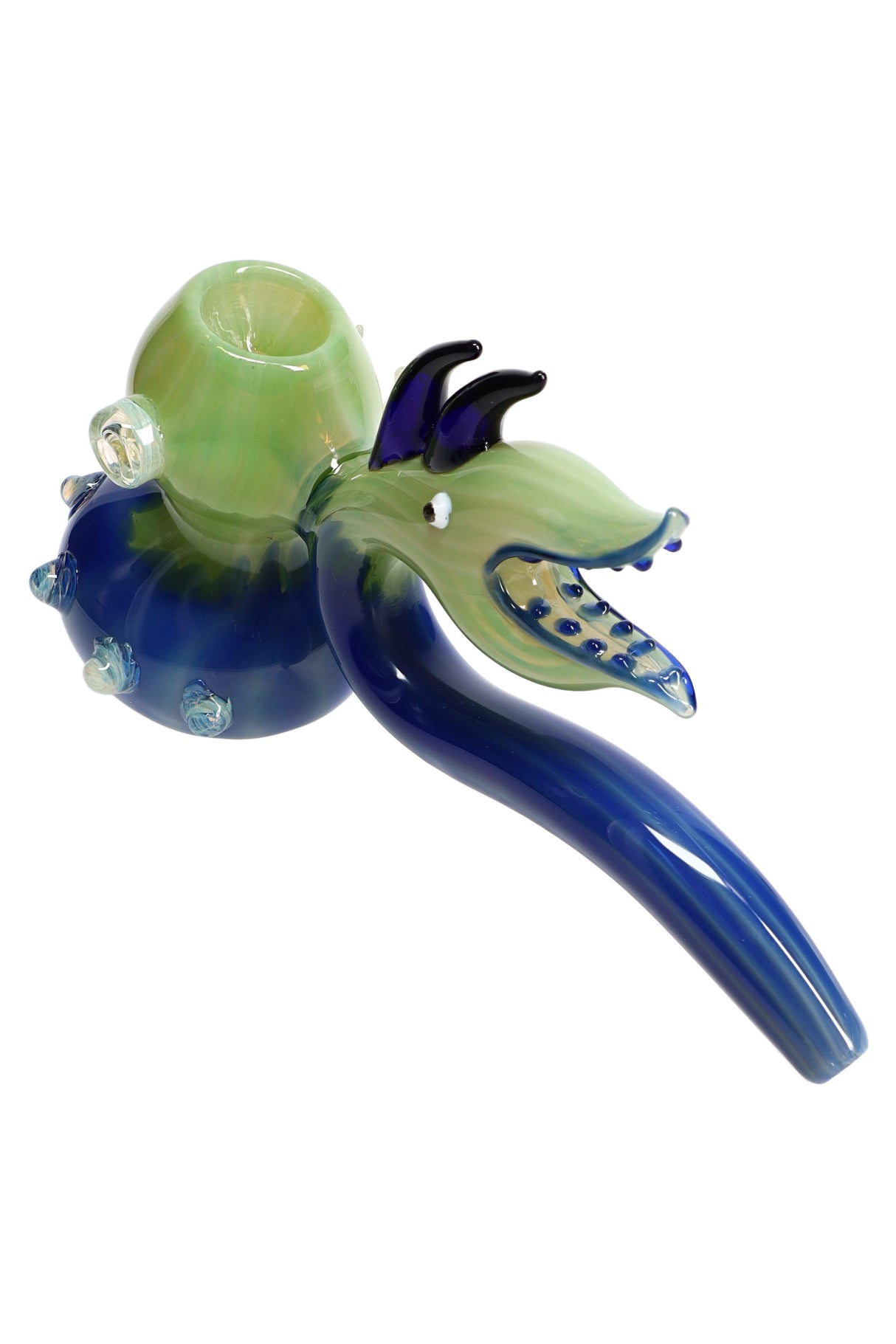 8" Large Thick Color Changing Silver Fumed Spiky Monster Glass Hammer Bubbler - B1237