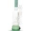 RooR Tech 12″ stemless bubbler water pipe, mint-green and white accents, ten-arm tree perc with debris catcher, 18.8 mm joint.