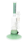 RooR Tech 12″ stemless bubbler water pipe, mint-green and white accents, ten-arm tree perc with debris catcher, 18.8 mm joint.
