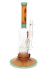 RooR Tech 12″ multicolor bubbler water pipe, tangie and mint accents, wide stable base, tree perc plus debris catcher, 18.8 mm joint.