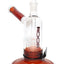 7.5″ RooR Tech glass bubbler with barrel perc, amber-and-white tube and wide amber base, 18.8 mm female joint.