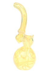 7″ color-changing Sherlock glass bubbler with colorful swirl stripes and glass ring accent