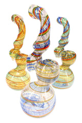 Assorted 8″ color-changing Rasta striped Sherlock glass bubblers with curved necks