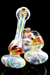 7" Color Changing Rasta Striped Glass Triple Chamber Sherlock Bubbler - B1379