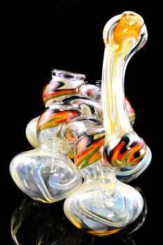 Large Quadruple Chamber Sherlock Rasta Color Changing Glass Bubbler - B1380