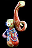 Large Thick Spiked Silver Fumed Octopus Glass Sherlock Bubbler - B1382