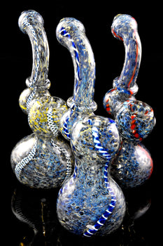Small Color Changing Striped Frit Sherlock Glass Bubbler - B1383