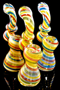 Small Color Changing Swirl Striped Glass Sherlock Bubbler - B1385
