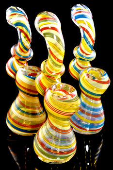 Small Color Changing Swirl Striped Glass Sherlock Bubbler - B1385
