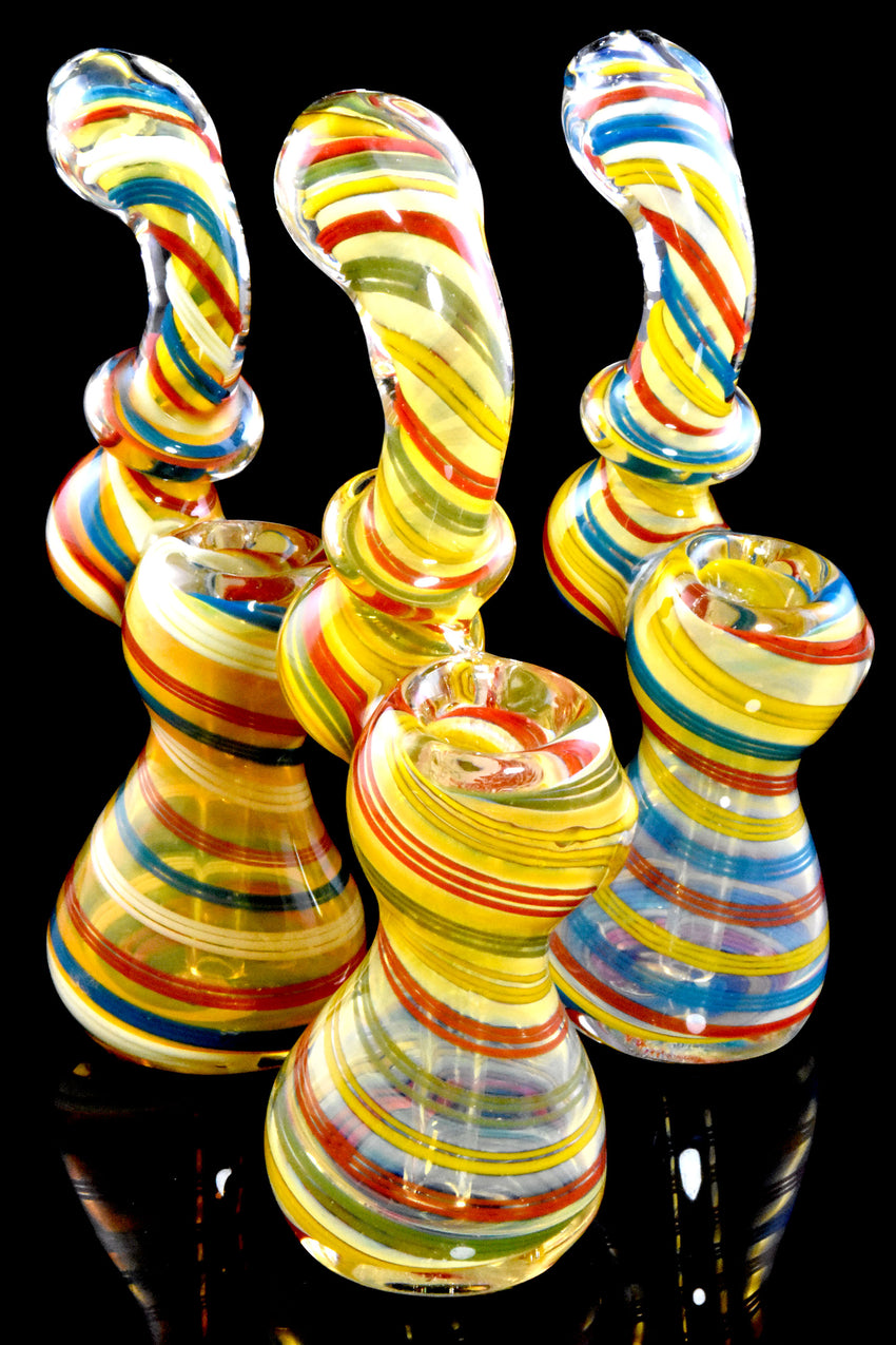 Small Color Changing Swirl Striped Glass Sherlock Bubbler - B1385