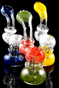 Small Clear Glass Multicolor Frit Sherlock Bubbler - B1386