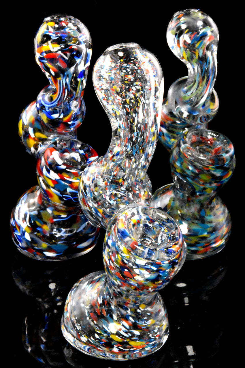 Mini Colorful Confetti Frit Glass Sherlock Bubbler - B1387