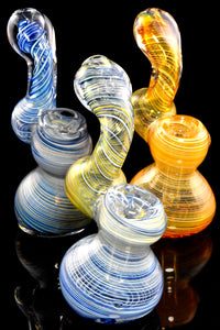 Mini Spiral Striped Color Changing Glass Sherlock Bubbler - B1388