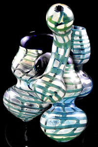 Silver Fumed Net Triple Chamber Sherlock Glass Bubbler - B1393