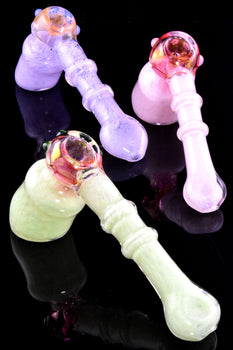 Colorful Neon Frit Gold Fumed Glass Hammer Bubbler - B1395