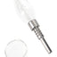 Small clear glass bulb concentrate straw with screw-on metal tip beside matching glass tray; compact 5½-inch design.