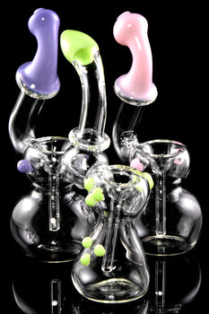 Neon Colored Clear Glass Sherlock Bubbler - B1415