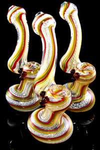 Small Rasta Swirl Striped Color Changing Sherlock Glass Bubbler - B1417