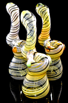Small Multicolor Spiral Striped Color Changing Glass Sherlock Bubbler - B1418