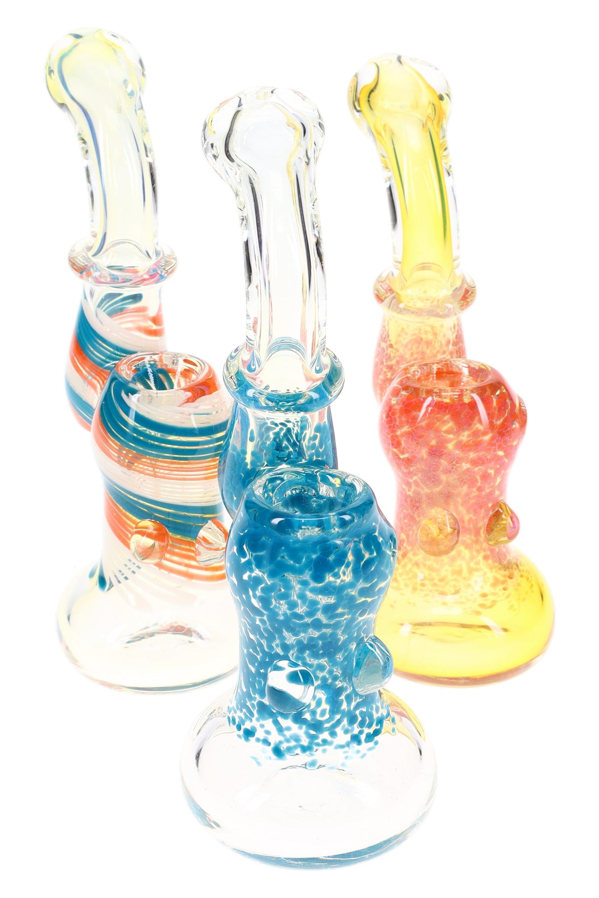 5.5" Small Multicolor Swirl Striped Color Changing Glass Sherlock Bubbler - B1426