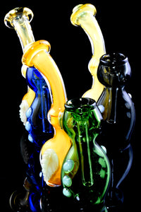 Gold Fumed Color Changing Leaf Sherlock Glass Bubbler - B1434