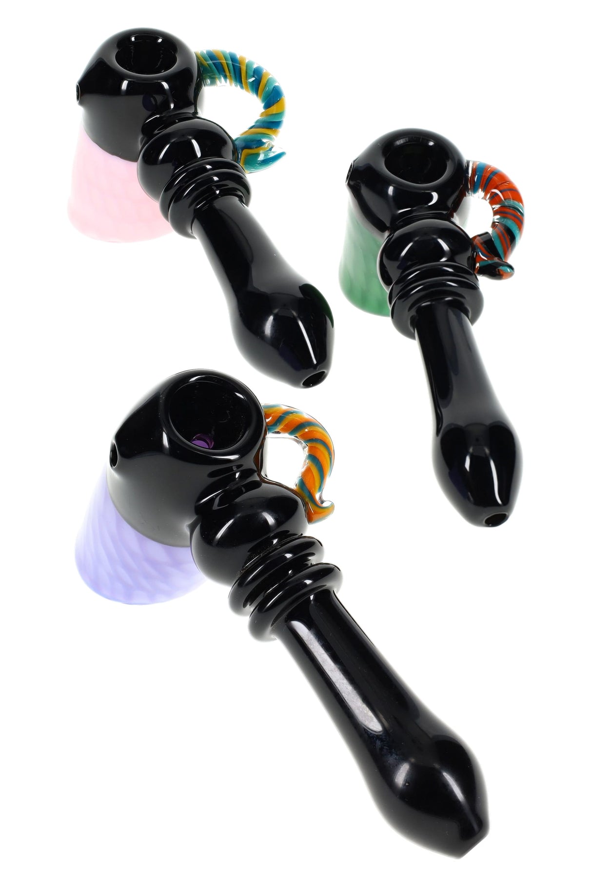 6.5" Black Colored Glass Slime Hammer Bubbler - B1445