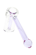 Lavender GRAV Mini Hammer Bubbler profile, pastel purple stem and clear chamber displayed against a bright white background.