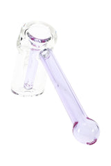 Lavender GRAV Mini Hammer Bubbler profile, pastel purple stem and clear chamber displayed against a bright white background.