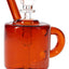 Warm amber GRAV Coffee Mug Pocket Bubbler with angled mouthpiece and sturdy handle, product photo on white background.