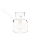 Clear 5″ NWTN Vesper glass bubbler highlighting inner downstem and funnel bowl, compact modern water piece on white.