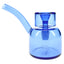 Lapis blue 5″ NWTN Vesper glass bubbler with curved mouthpiece and sturdy base, modern compact water pipe on white.