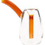 Amber-accent MJ Arsenal Bulb 3.5″ glass mini bubbler with clear outer body and angled mouthpiece, showing inner downstem on white background.