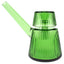 Emerald green 5″ NWTN Deco ribbed glass bubbler with matching mouthpiece and base, bold colored tabletop smoking piece on clean backdrop.
