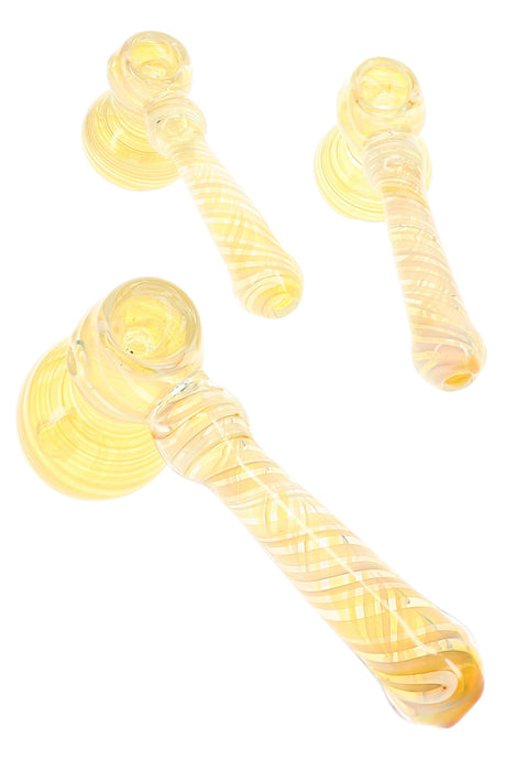 5.5" Silver Fumed Swirl Glass Hammer Bubbler - B1537